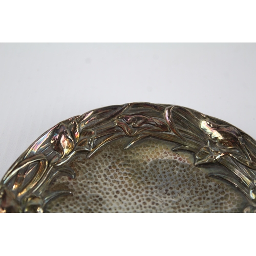 285 - Antique / Vintage Art Nouveau Style .950 Silver Floral Pin / Trinket Dish (59g)