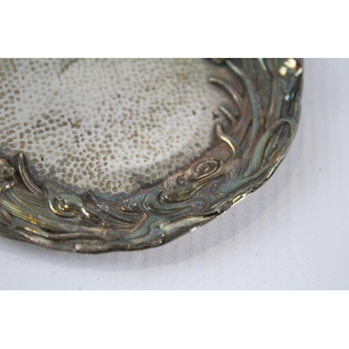 285 - Antique / Vintage Art Nouveau Style .950 Silver Floral Pin / Trinket Dish (59g)