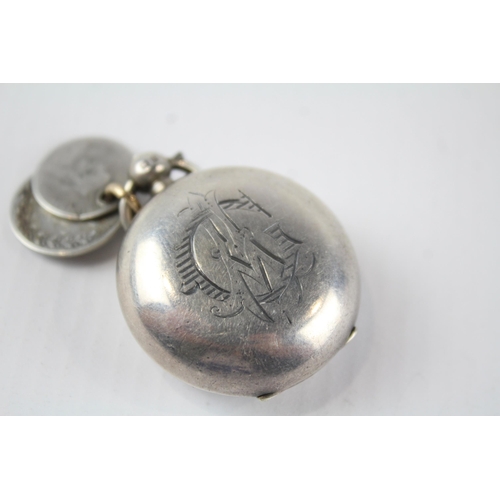 287 - Antique Victorian 1900 Birmingham Sterling Silver Sovereign Case w Engraving 33g