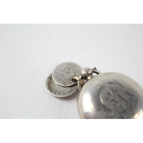 287 - Antique Victorian 1900 Birmingham Sterling Silver Sovereign Case w Engraving 33g