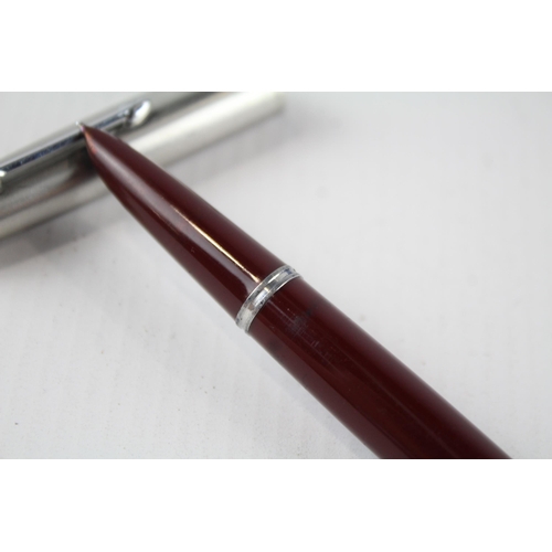 341 - Vintage PARKER 51 Burgundy Fountain Pen w/ Brushed Steel Cap Writing