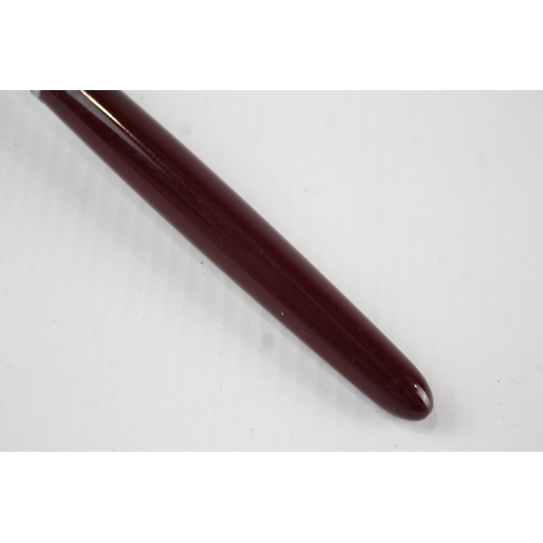 341 - Vintage PARKER 51 Burgundy Fountain Pen w/ Brushed Steel Cap Writing