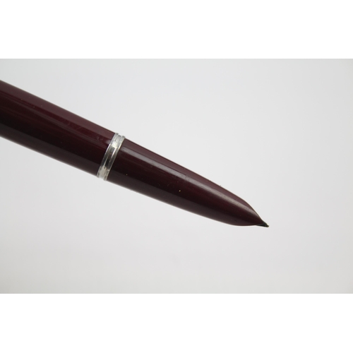 342 - Vintage PARKER 51 Burgundy Fountain Pen w/ Brushed Steel Cap Writing