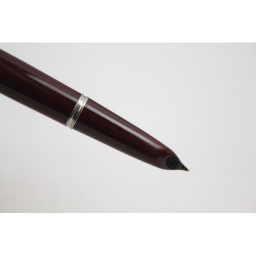 342 - Vintage PARKER 51 Burgundy Fountain Pen w/ Brushed Steel Cap Writing