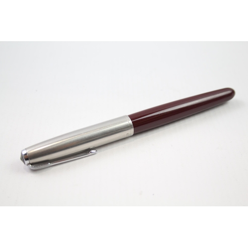 342 - Vintage PARKER 51 Burgundy Fountain Pen w/ Brushed Steel Cap Writing