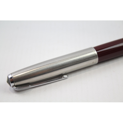 342 - Vintage PARKER 51 Burgundy Fountain Pen w/ Brushed Steel Cap Writing