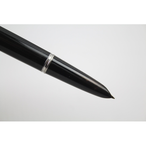 343 - Vintage PARKER 51 Black Fountain Pen w/ Brushed Steel Cap Writing