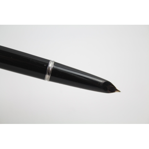 343 - Vintage PARKER 51 Black Fountain Pen w/ Brushed Steel Cap Writing