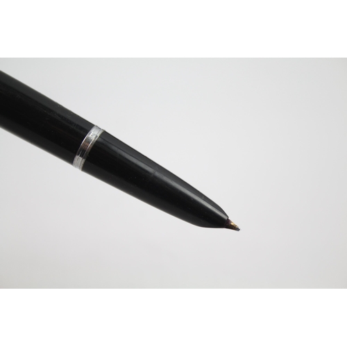 344 - Vintage PARKER 51 Black Fountain Pen w/ Brushed Steel Cap Writing