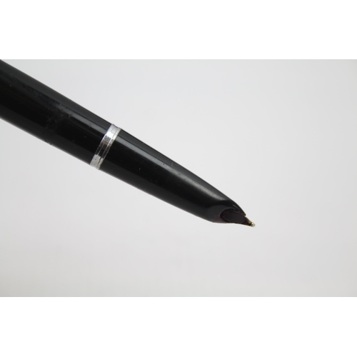 344 - Vintage PARKER 51 Black Fountain Pen w/ Brushed Steel Cap Writing