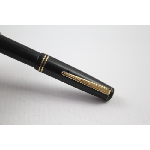 351 - Vintage PARKER Victory Black FOUNTAIN PEN w/ 14ct Gold Nib WRITING