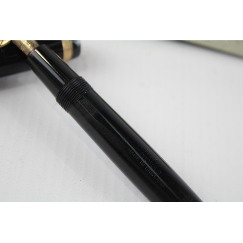 359 - Vintage PARKER Duofold Black Fountain Pen w/ 14ct Gold Nib WRITING Boxed