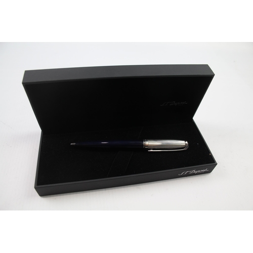 362 - S.T DUPONT Navy Lacquer & Silver Plate Ballpoint Pen / Biro Original Box WRITING