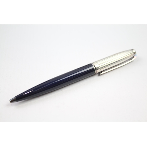 362 - S.T DUPONT Navy Lacquer & Silver Plate Ballpoint Pen / Biro Original Box WRITING