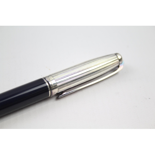 362 - S.T DUPONT Navy Lacquer & Silver Plate Ballpoint Pen / Biro Original Box WRITING