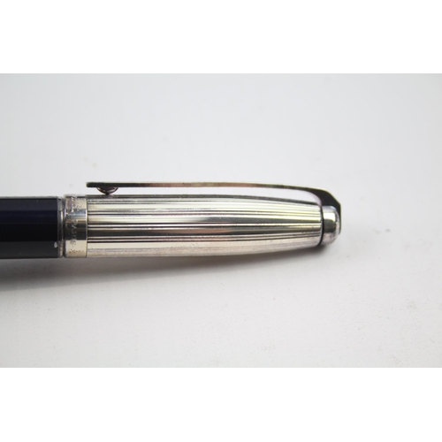 362 - S.T DUPONT Navy Lacquer & Silver Plate Ballpoint Pen / Biro Original Box WRITING