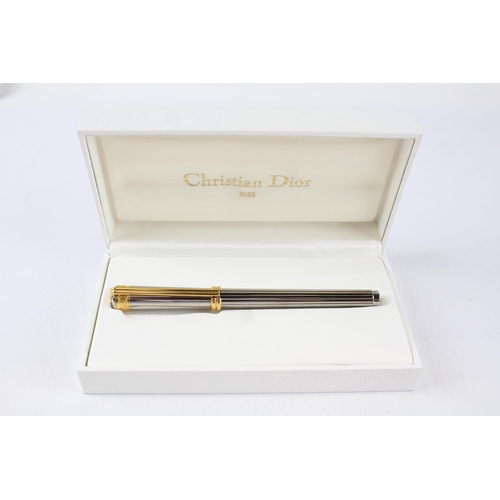 363 - CHRISTIAN DIOR Paris Stainless Steel & Gold Plate Rollerball Pen Original Box