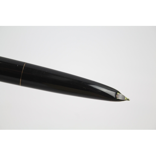 368 - Vintage PARKER 61 Black Fountain Pen w/ 14ct Gold Nib, Brushed Steel Cap WRITING