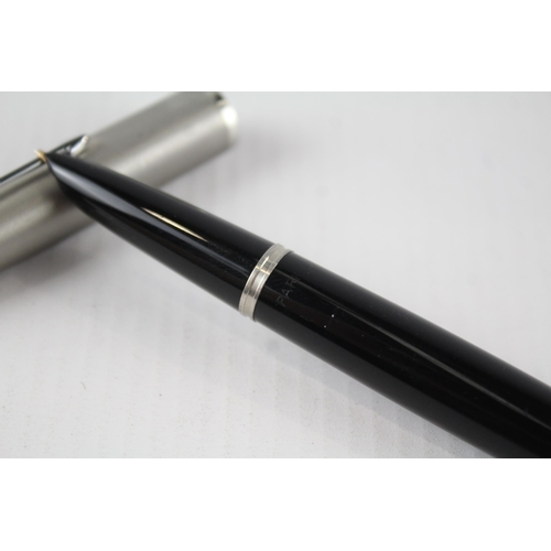 369 - CHALK MARKED Vintage Parker 51 Black Fountain Pen w/ Brushed Steel Cap WRITING