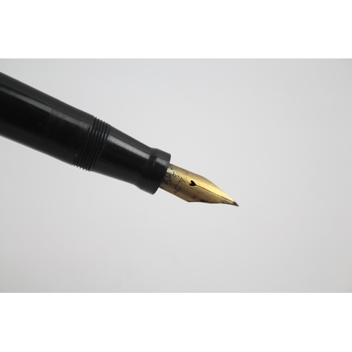 372 - Vintage MABIE TODD Swan Leverless Black Fountain Pen w/ 14ct Gold Nib WRITING