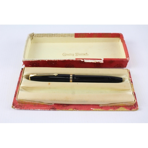 375 - Vintage CONWAY STEWART 85L Black Fountain Pen w/ 14ct Gold Nib WRITING Boxed