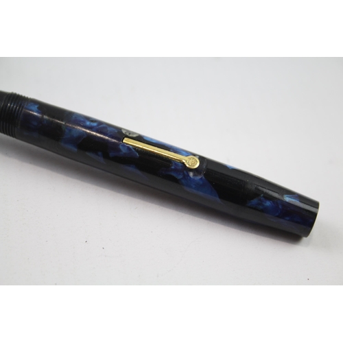 376 - Vintage CONWAY STEWART No.728 Dandy Navy Fountain Pen w/ Pencil, Original Box