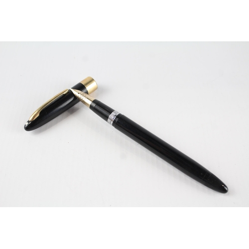 379 - Vintage SHEAFFER Snorkel Black Cased Fountain Pen w/ 14ct Gold Nib WRITING