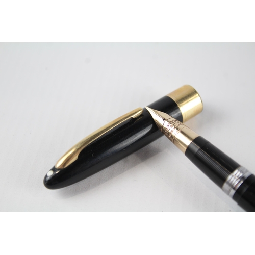 379 - Vintage SHEAFFER Snorkel Black Cased Fountain Pen w/ 14ct Gold Nib WRITING