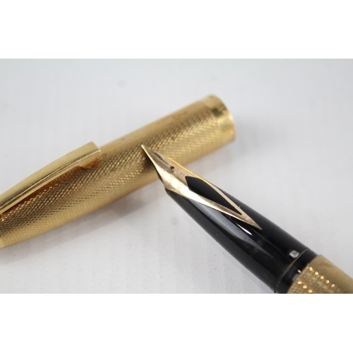 380 - Vintage SHEAFFER Imperial Gold Plate Cased Fountain Pen w/ 14ct Gold Nib WRITING