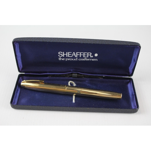 381 - Vintage SHEAFFER Imperial Gold Plate Cased Fountain Pen w/ 14ct Gold Nib WRITING