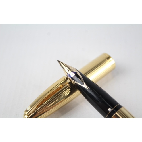 381 - Vintage SHEAFFER Imperial Gold Plate Cased Fountain Pen w/ 14ct Gold Nib WRITING