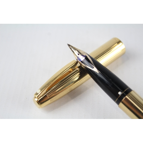 381 - Vintage SHEAFFER Imperial Gold Plate Cased Fountain Pen w/ 14ct Gold Nib WRITING