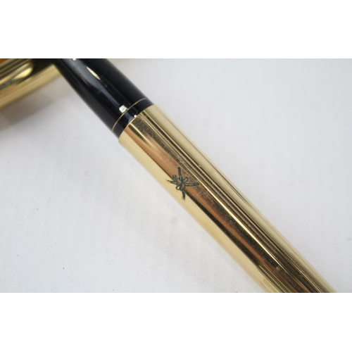 381 - Vintage SHEAFFER Imperial Gold Plate Cased Fountain Pen w/ 14ct Gold Nib WRITING