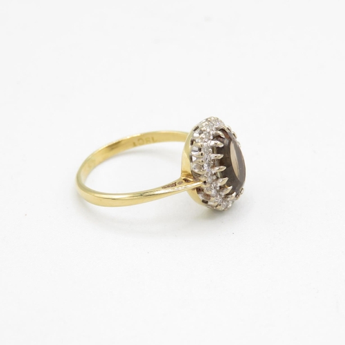 385 - 18ct Gold andalusite and diamond ring size M (3.2g)