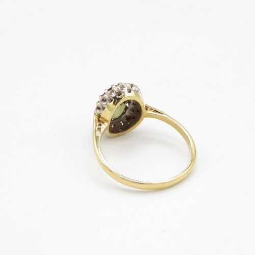 385 - 18ct Gold andalusite and diamond ring size M (3.2g)