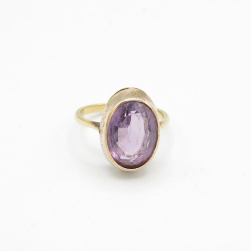 386 - 9ct Gold amethyst ring size M (4.3g)