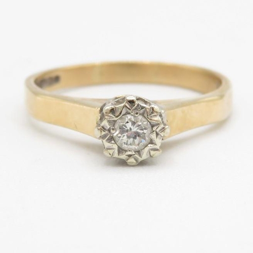 154 - 9ct gold vintage diamond solitaire ring (2.8g) Size  P