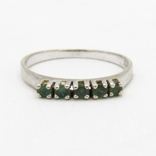 68 - 2x 8ct gold sapphire & emerald half eternity rings (3.2g) Size  P + P