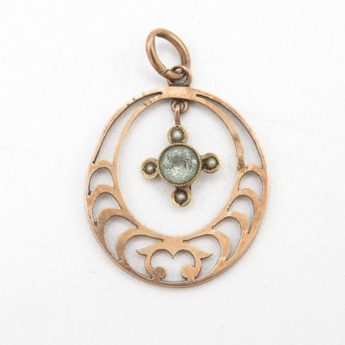 96 - 9ct gold paste & seed pearl pendant (1.4g)