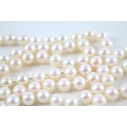 105 - 14ct white gold clasp cultured pearl necklaces (115.3g)