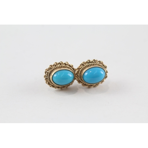 119 - 2x 9ct gold turquoise earrings (3g)