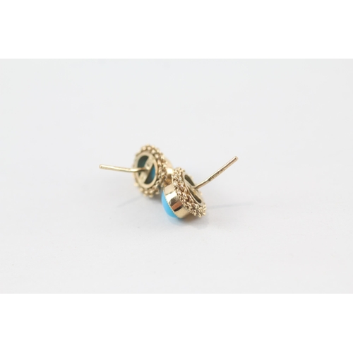 119 - 2x 9ct gold turquoise earrings (3g)