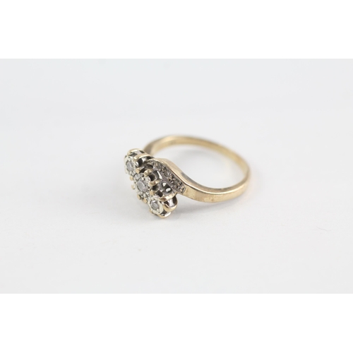 128 - 9ct gold vintage diamond ring (2.9g) Size  M