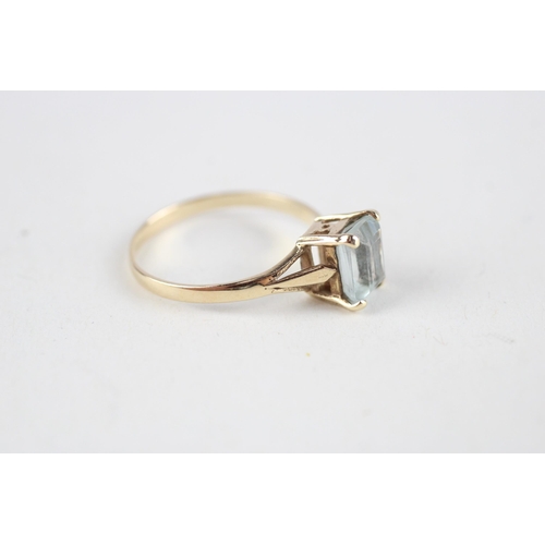 133 - 9ct gold aquamarine solitaire ring (1.5g) Size  N