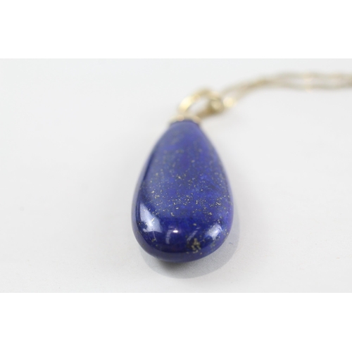 152 - 9ct gold lapis pendant & chain (11.4g)