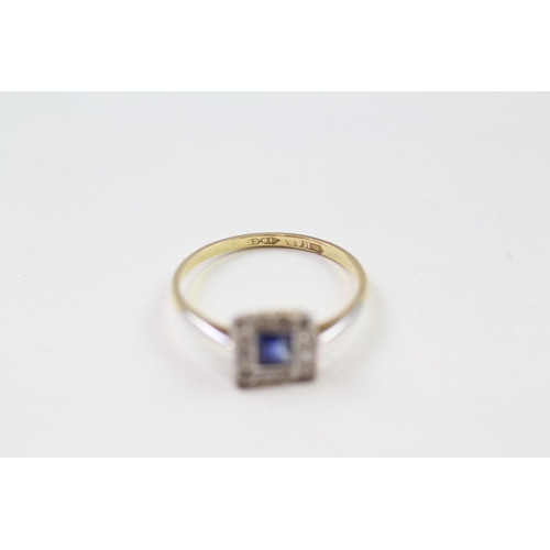 155 - 18ct gold sapphire & diamond dress ring (1.5g) Size  M