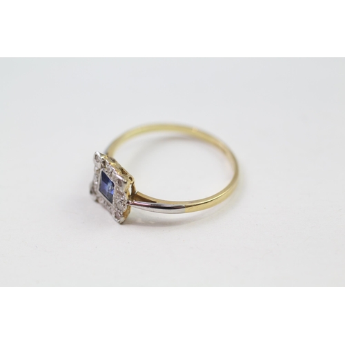 155 - 18ct gold sapphire & diamond dress ring (1.5g) Size  M