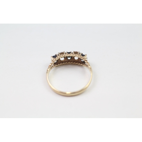 156 - 9ct gold sapphire & diamond ring (1.6g) Size  N