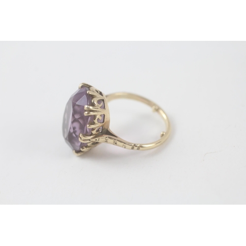 160 - 9ct gold amethyst dress ring (5.4g) Size  K + M