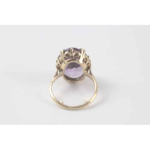 160 - 9ct gold amethyst dress ring (5.4g) Size  K + M